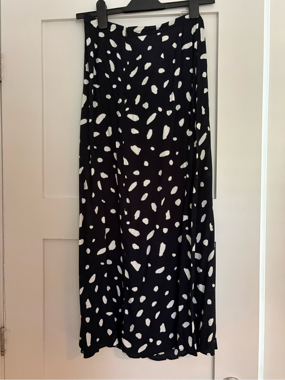 Navy and White Polka Dot Maxi Skirt